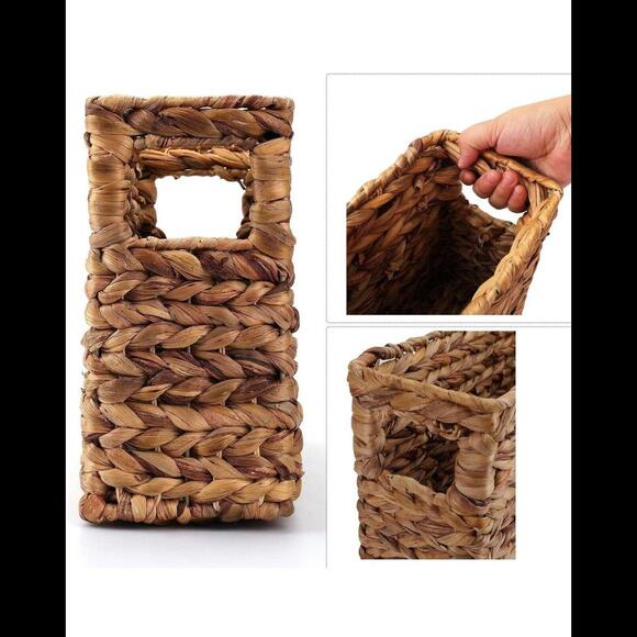 Hand-Woven Magazine Basket - Natural Narrow Water Hyacinth - Picture 3 of 5